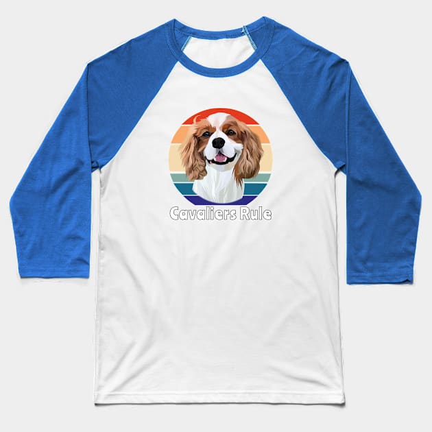 Retro Blenheim Cavalier King Charles Spaniel Gifts Baseball T-Shirt by Cavalier Gifts